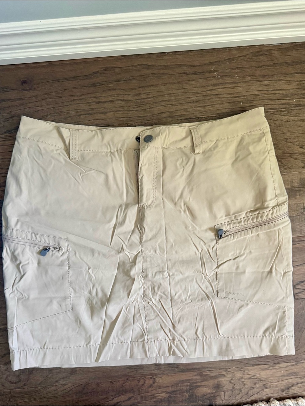 Beige Women's Skort with Zip Pockets